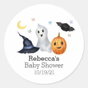 Halloween October Baby Shower Ghost  Boo Classic Round Sticker