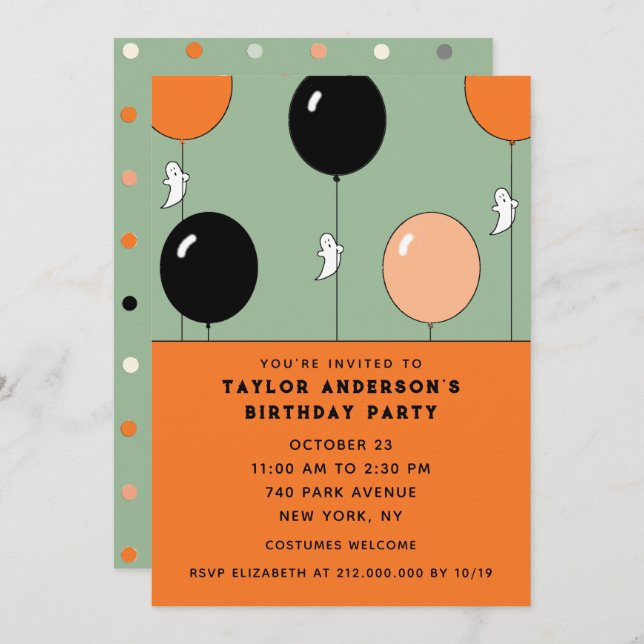 Halloween October Birthday Invitation (Front/Back)