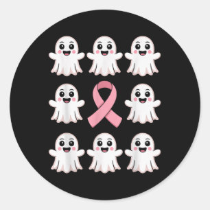 Halloween October Breast Cancer Awareness Pink Cut Classic Round Sticker
