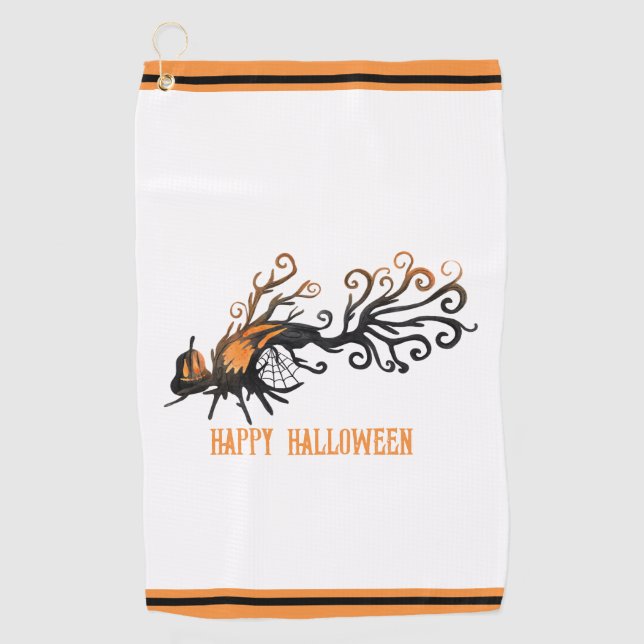 Halloween/October/Fall/pumpkin tree Golf Towel (Front)