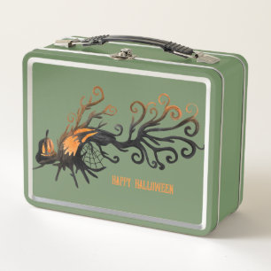Halloween/October/Fall/pumpkin tree Metal Lunch Box