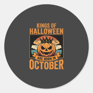 Halloween October Pumpkin King Birthday Design Classic Round Sticker