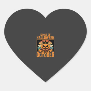Halloween October Pumpkin King Birthday Design Heart Sticker