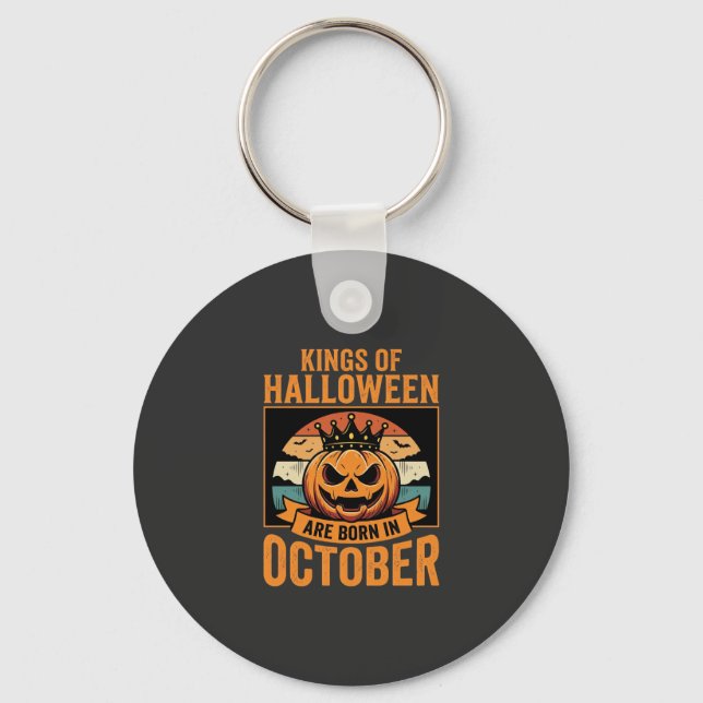 Halloween October Pumpkin King Birthday Design Key Ring (Front)