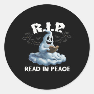 Halloween October Reading Scary Spooky Stories Classic Round Sticker