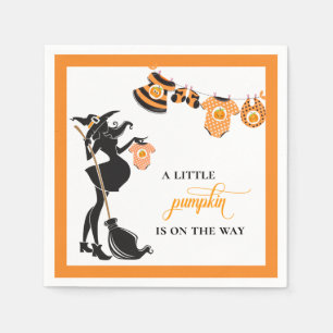 Halloween October Witch Pumpkin Baby Shower Napkin