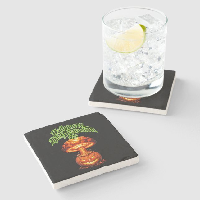 Halloween of Mass Destruction Nuclear Jack-o'-Lant Stone Coaster (Side)