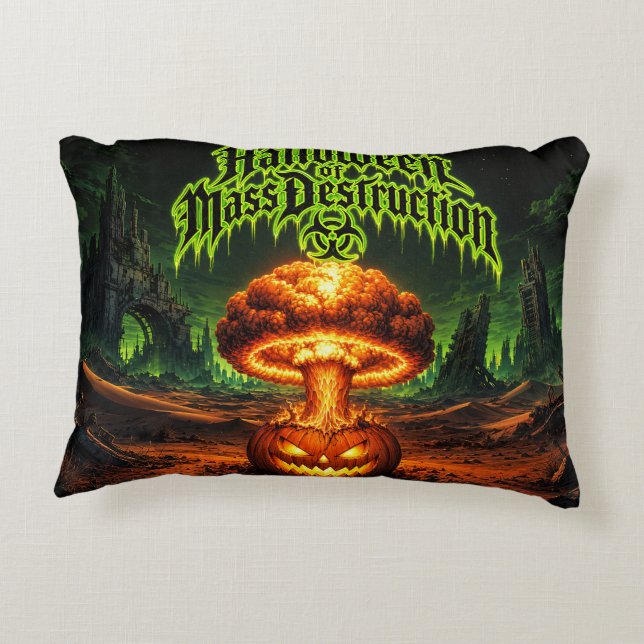 Halloween of Mass Destruction Radioactive Pumpkin  Decorative Cushion (Back)