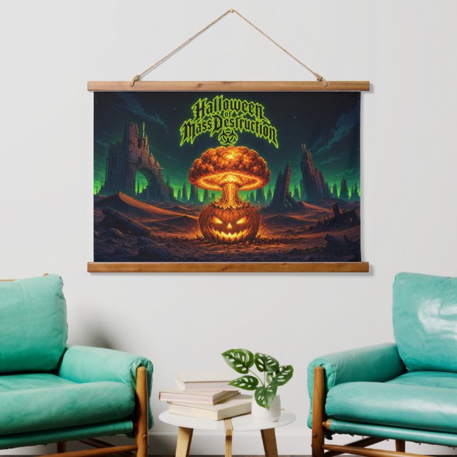 Halloween of Mass Destruction Radioactive Pumpkin  Hanging Tapestry (Living Room)