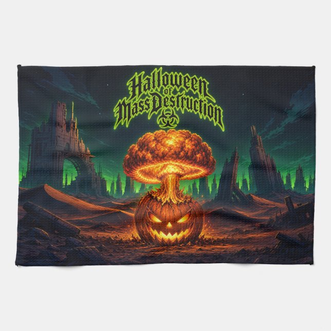 Halloween of Mass Destruction Radioactive Pumpkin  Tea Towel (Horizontal)