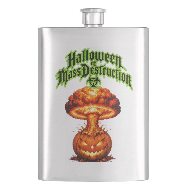Halloween of Mass Destruction Toxic Jack o Lantern Hip Flask (Front)