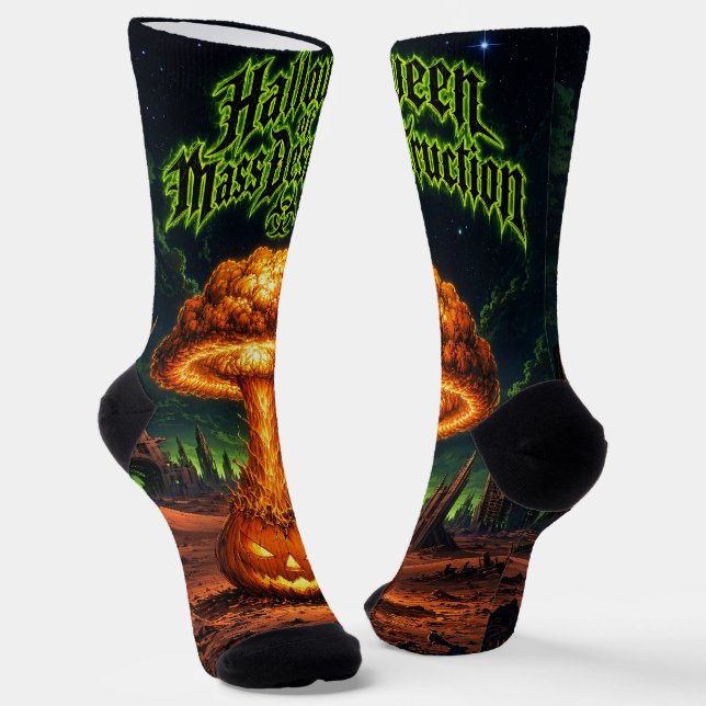 Halloween of Mass Destruction Toxic Jack o Lantern Socks (Angled)