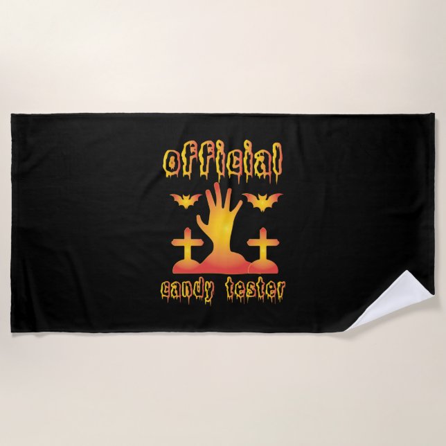 Halloween Offical Candy Tester Birthday Beach Towel (Front)