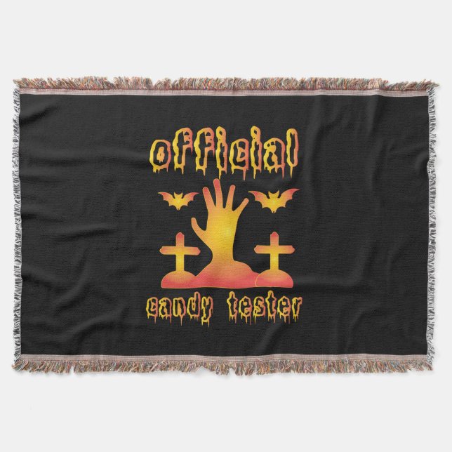 Halloween Offical Candy Tester Birthday Throw Blanket (Front)