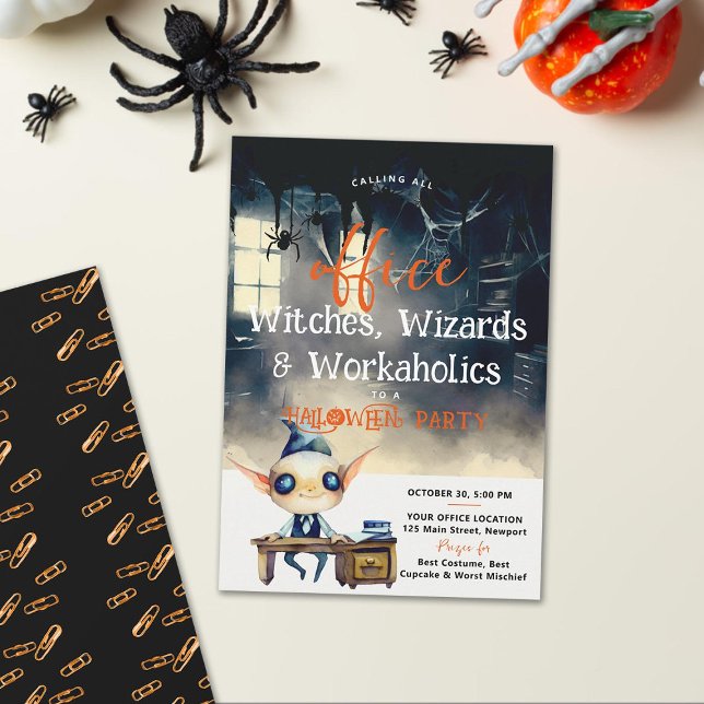 Halloween Office Party Business Corporate Ghoulish Invitation (Halloween office party ghoul funny fun elegant modern cute law accountant finance financial business)