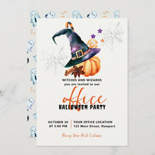 Halloween Office Party Business Corporate Pumpkin Invitation (Front/Back)