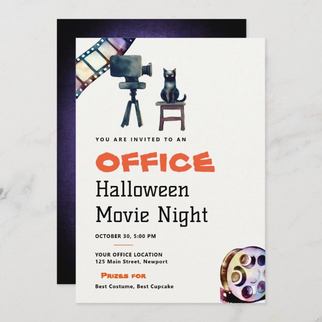 Halloween Office Party Business Movie Night Invitation (Front/Back)