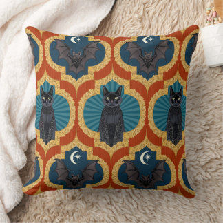halloween ogee pima red blue cushion