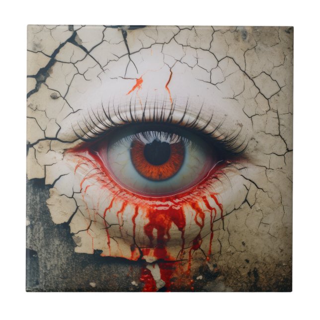 Halloween One Eye That Cries Blood Decorative Tile (Front)