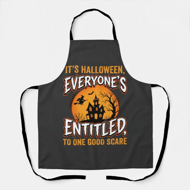 Halloween One Good Scare Haunted House Quote Apron (Front)