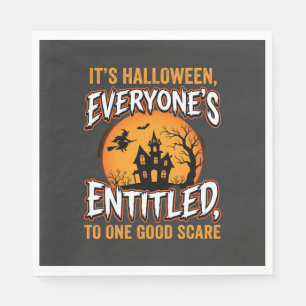 Halloween One Good Scare Haunted House Quote Napkin