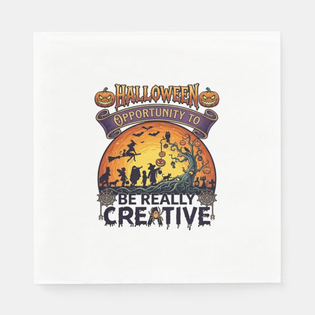 Halloween Opportunity Be Really Creative Witch Tre Napkin (Front)