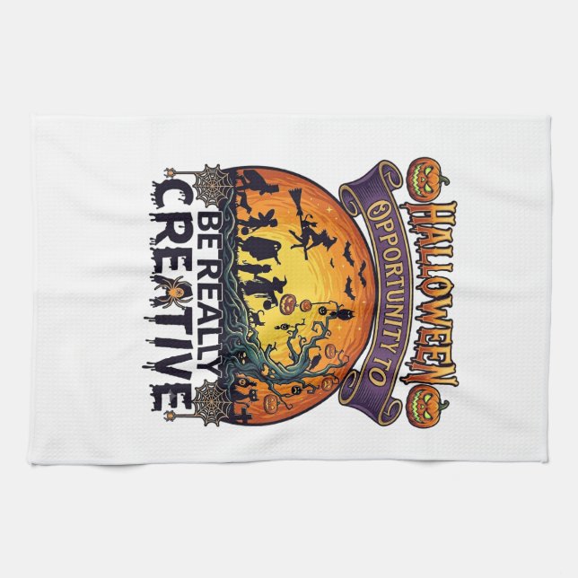 Halloween Opportunity Be Really Creative Witch Tre Tea Towel (Horizontal)