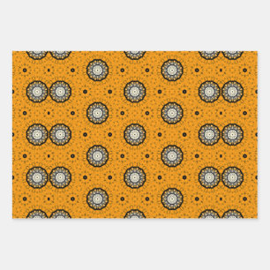 Halloween Orange and Black Abstract Pattern Wrapping Paper Sheet