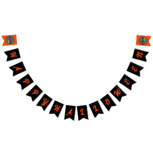 HALLOWEEN ORANGE AND BLACK BUSINESS COMPANY LOGO BUNTING