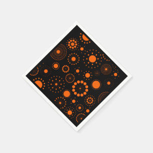 Halloween Orange And Black Circles Pattern Napkin