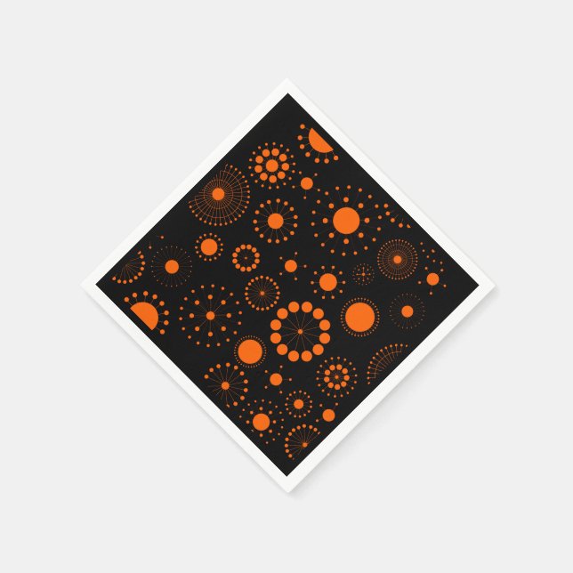 Halloween Orange And Black Circles Pattern Napkin (Corner)