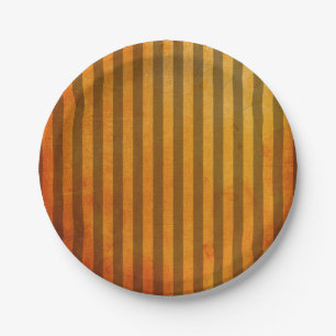 Halloween Orange and Black Stripes Paper Plates