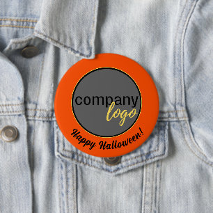 HALLOWEEN ORANGE BLACK BUSINESS LOGO COMPANY 10 CM ROUND BADGE