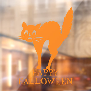 Halloween orange black cat custom text decorations