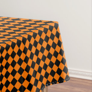 Halloween Orange Black Checkered Home Party Decor Tablecloth