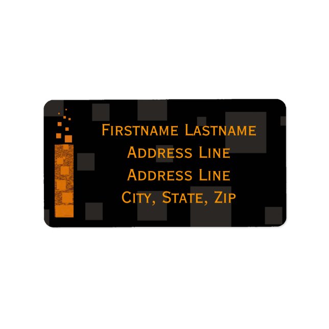 Halloween Orange Black Grey Squares Fire Torch Art Label (Front)