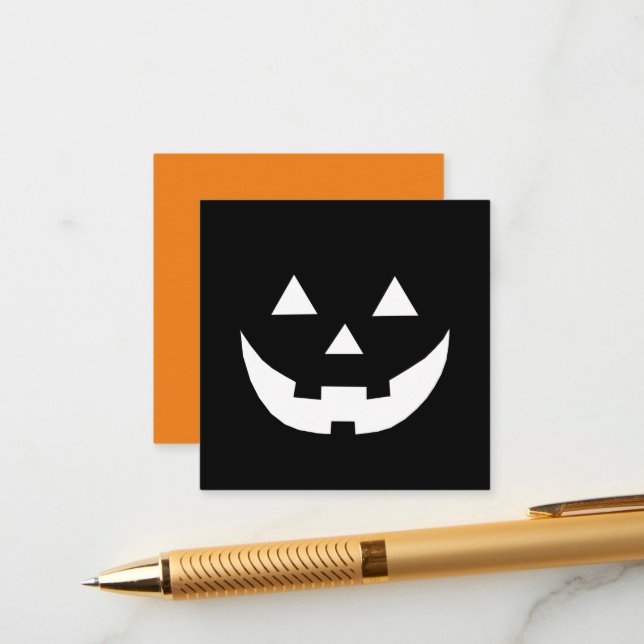 Halloween orange black Jack o lantern pumpkin face Enclosure Card (Front/Back In Situ)