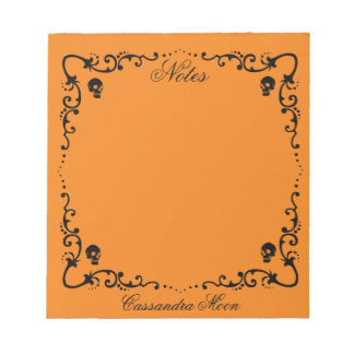Halloween Orange & Black Magic Border Personalised Notepad