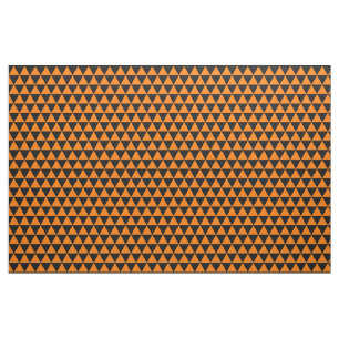 Halloween Orange Black Modern Triangles Pattern Fabric