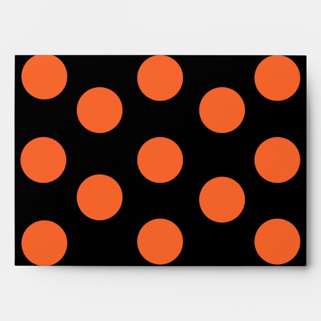 Halloween Orange + Black polka dots Romantic Decor Envelope (Front)