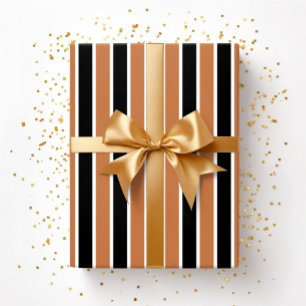 Halloween Orange Black Stripes Wrapping Paper