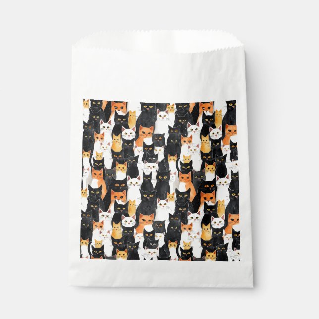 Halloween Orange Black White Cats Favour Bags (Front)