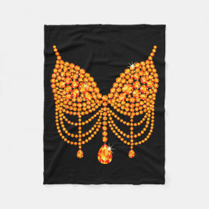 Halloween Orange Bra Design Costume Show Girls  Fleece Blanket