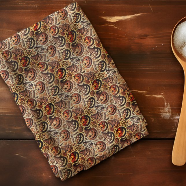 Halloween orange brown stylish tea towel (Creator Uploaded)