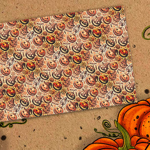 Halloween orange brown stylish tissue paper