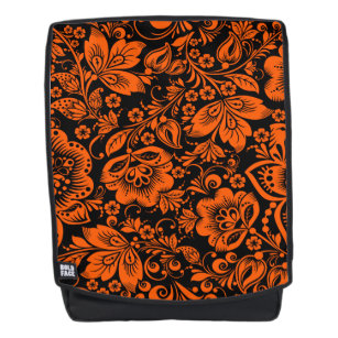 Halloween Orange Elegant Floral Damasks Backpack