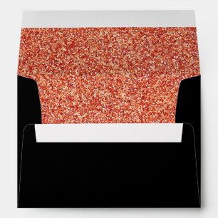 Halloween Orange Glitter and Black Envelope