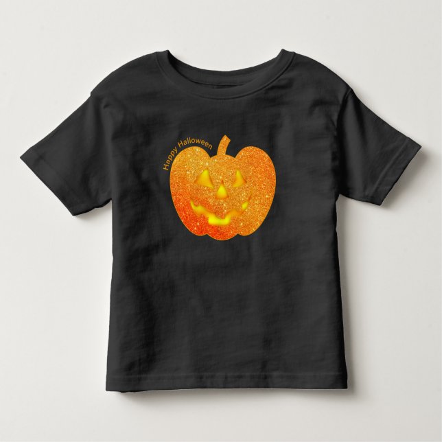 Halloween Orange Glitter Pumpkin  Toddler T-Shirt (Front)