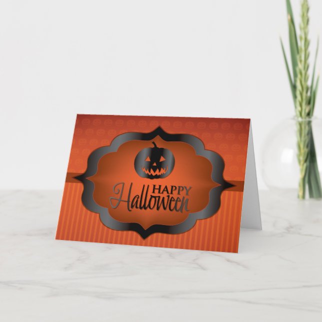 Halloween orange jack o'lantern card (Front)