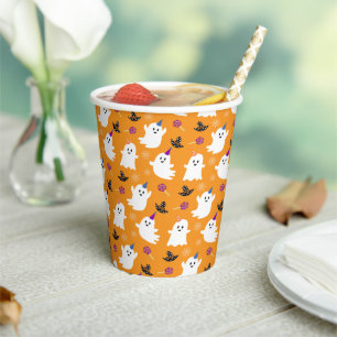Halloween Orange Little Ghost Kids Decor Modern Paper Cups